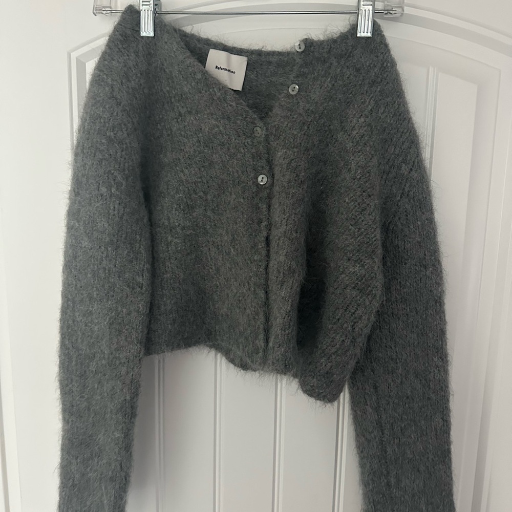 Reformation Charcoal Button-Up Cardigan